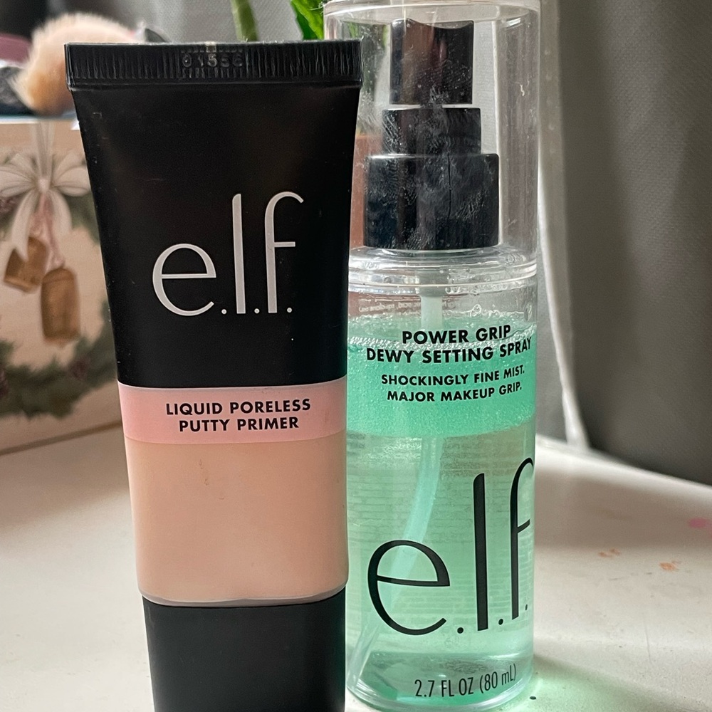 E.L.F Liquid Poreless Putty Primer and Power Grip Dewy Setting Spray Set